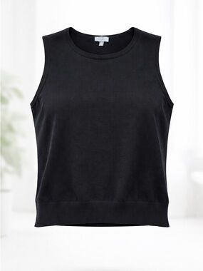 Ninety Degree Black Sleeveless Knit Top Minimalist Sweater Tank Women’s Size XL
